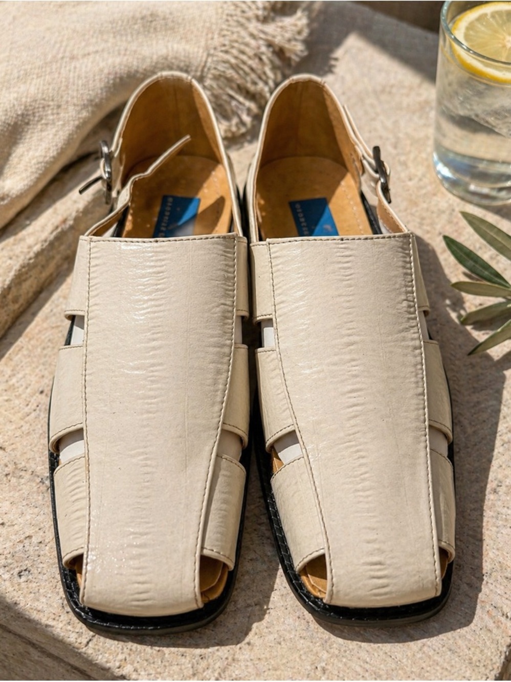 Giorgio Brutini Men’s Cream Leather Fisherman Sandals Size 9 Comfort